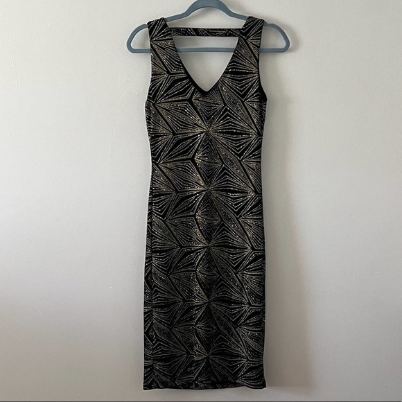 Cloth & People NWT Art Deco New Year’s Eve Black Gold Party Dress sz Small - Picture 6 of 12